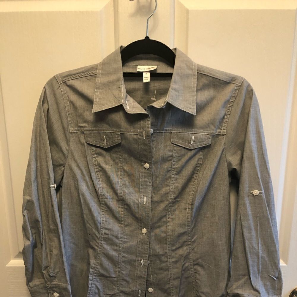 Harve Bernard Charcoal 3/4 sleeve blouse